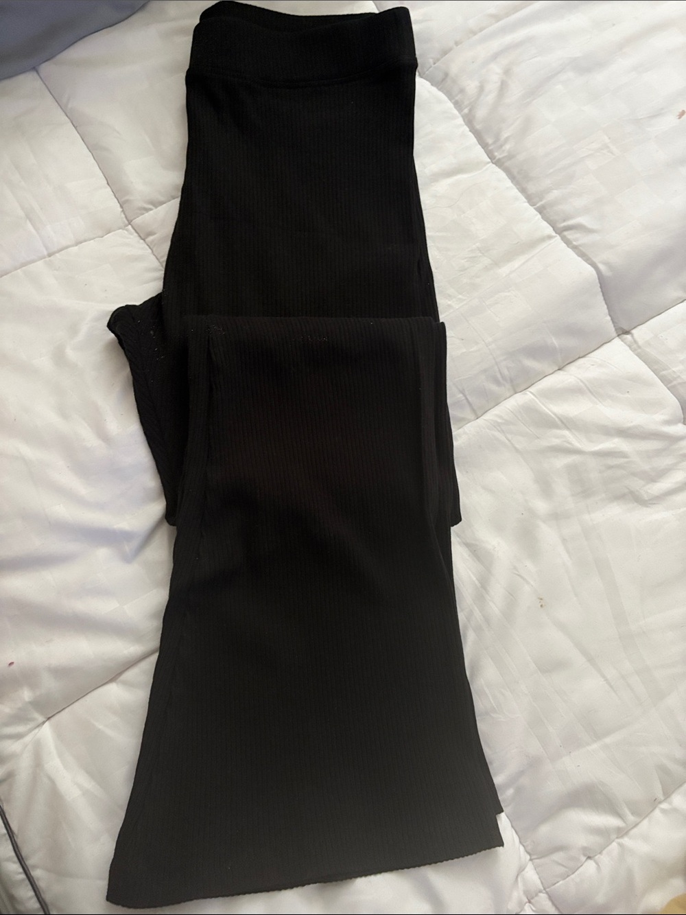 PINK Victoria's Secret Black Ribbed Wide-Leg Pants
